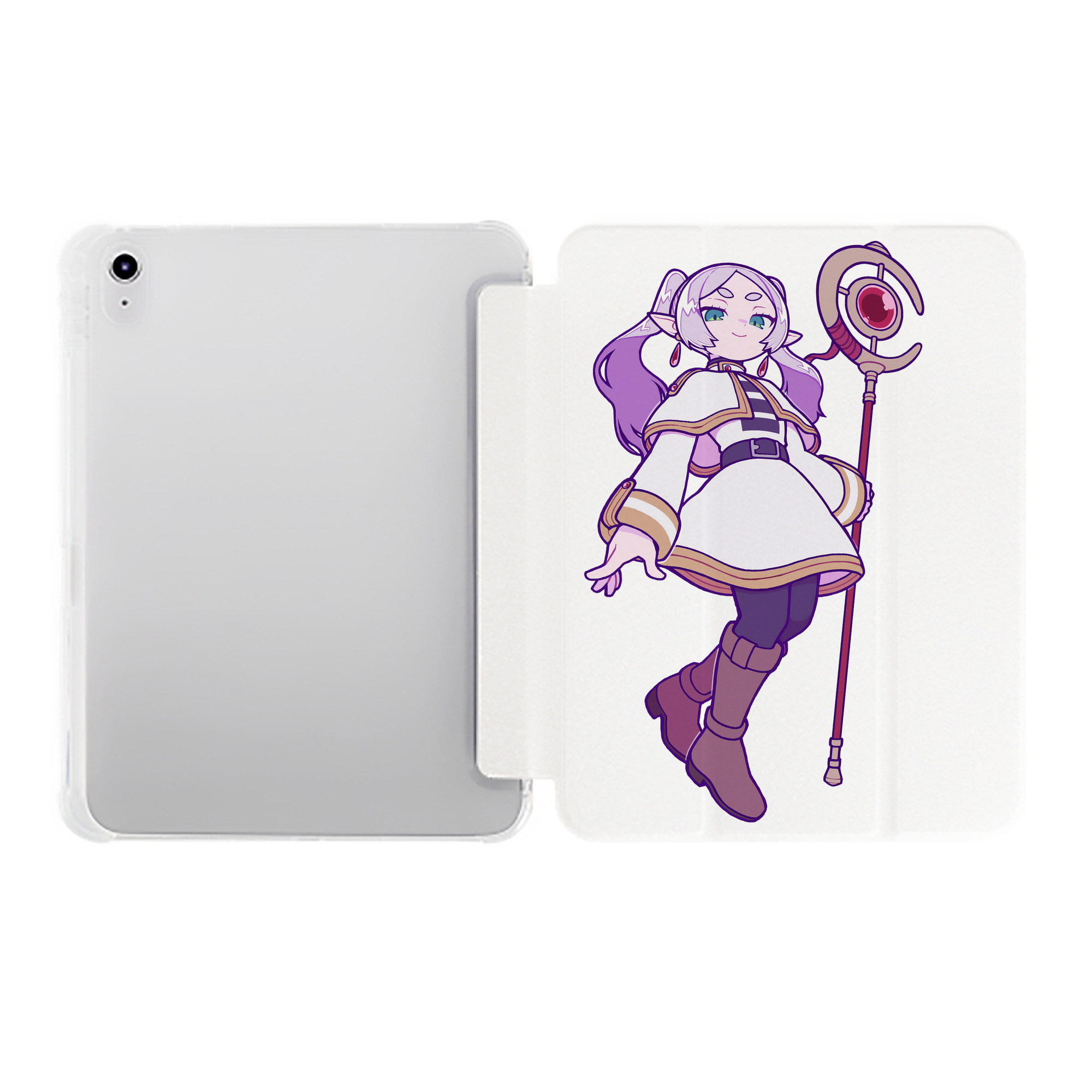 （画像用） 葬送のフリーレン Frieren IPad ケース ペン収納付き 三つ折りスタンド PUレザー×シリコン 対応機種9.5/10.5/10.9インチ